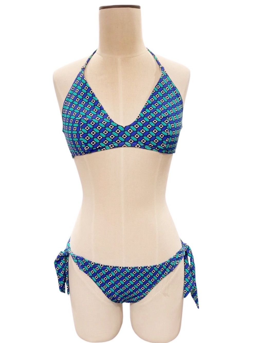 ECHO New York Villa Tile Scoop Top and Matching Double Side Tie Bikini Bottoms